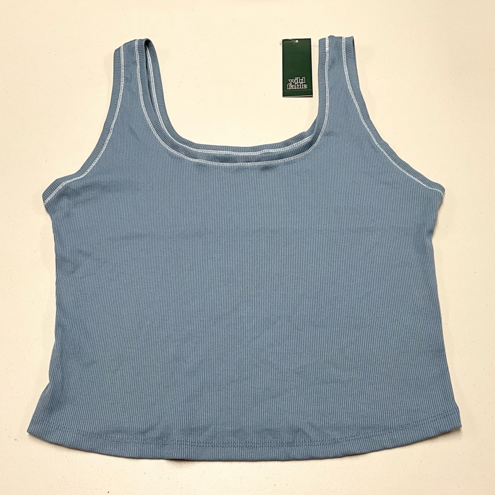 Wild Fable Sky Blue Ribbed Tank Top